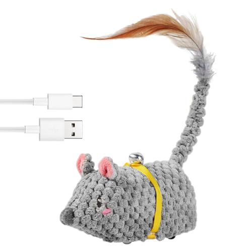 OneNine Katzenspielzeug Maus, Elektrische Spielmaus für Katzen, Elektrisches Katzen Spielzeug Mit Federschwanz, Spielzeug Katze mit USB Kabel für Katzenauslauf und Gegen Langeweile OneNine Katzenspielzeug Maus, Elektrische Spielmaus für Katzen, Elektrisches Katzen Spielzeug Mit Federschwanz, Spielzeug Katze mit USB Kabel für Katzenauslauf und Gegen Langeweile