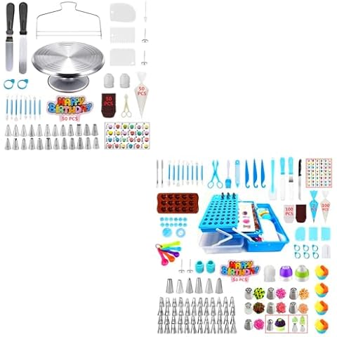YOQXHY 198 Pcs Cake Decorating Kit & 387 Pcs Cake Decorating Kit Piping Bags and Tips Set with Toolbox Cover