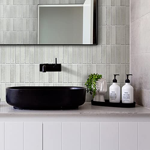 Commomy 3D Peel And Stick Wall Tile Peel And Stick Tile Backsplash, 11.8"X11.8" Vintage Linear Mosaic Matt Gray Peel Stick Backsplash Interior Wall Decor (Retro Design) #TOP6