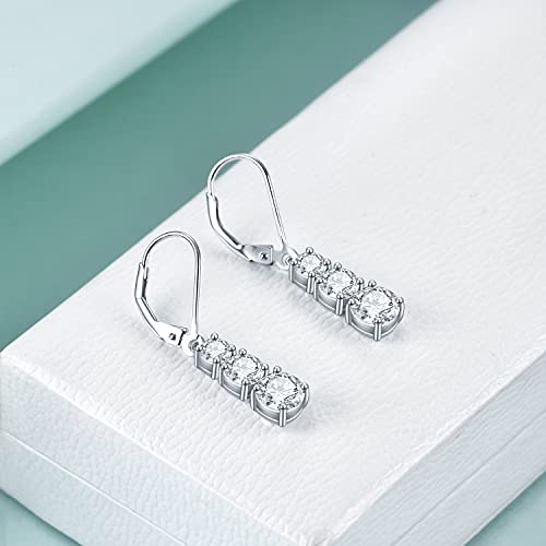 925 Sterling Silver Cubic Zirconia Leverback Drop Earrings Cz Dangle Earrings For Women #TOP2
