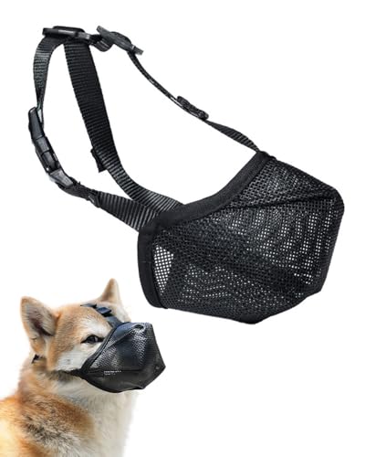 TPZORJX 1 bozal para perro Bozal malla negro Protección ajustable contra cebos envenenados Evita que perros coman Protege el bozal del perro Evita ladridos Evita las mordeduras y lamidas Bozal