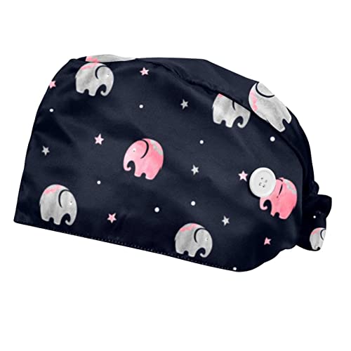 Chapeaux de travail élastiques réglables JDEZ motif éléphants unisexe bonnet chirurgical cuisine