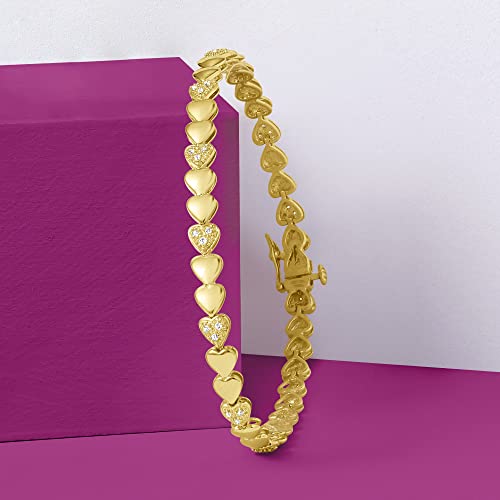 Ross-Simons 0.25 ct. t.w. Diamond Heart Bracelet in 18kt Gold Over Sterling3