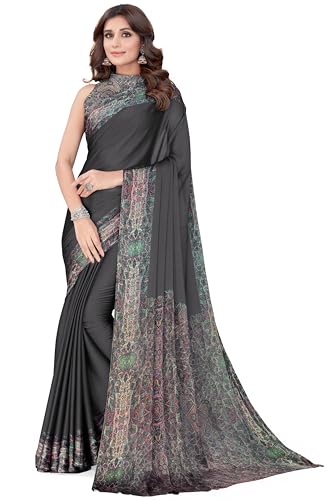 Image of MIRCHI FASHION Women Saree Abstract Print Chiffon | Breathable Lightweight Casual Sari for Regular Use and Office with Unstitched Blouse (Available in 25 Colors)
