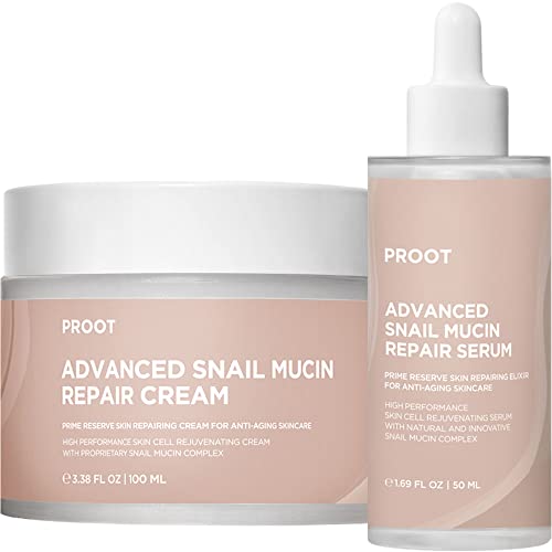 Advanced Snail Mucin 96% Repair Cream & Serum Bundle | Snail Mucin Moisturizer And Snail Mucin Essence | Korean Night Cream And Korean Serum For Skin Firming Benefits | Snail Mucin Korean Skincare #TOP10