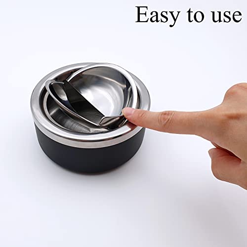 Black Classic Metal Ashtray With A Lid For Cigarettes - Windproof Outdoor Ashtrays Can Patio Outdoor Indoor Decorative Fancy Ash Tray #TOP2