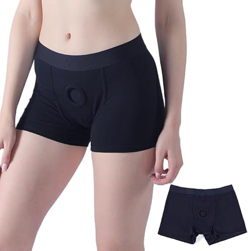 Strap on Harness Pants Strapless Underwear for Men Women Boxer Briefs, Black, Small
