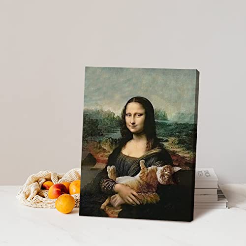 Funny Mona Lisa And Cat Canvas Wall Art Prints Cat Themed Art Decor For Home Bedroom Living Room Girls Bedroom Dorm Decor,Cat Mom Cat Lover Cat Lady Girls Women Gifts，11”X14”Inch Paintings Art Decor 301Hd 1Ii Prints Monalisacat Posters & Prints #TOP5