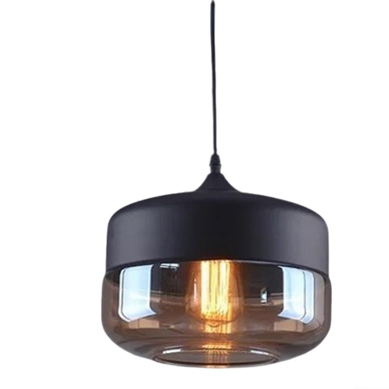 Lámpara colgante de cristal negra vintage para cabecero de dormitorio