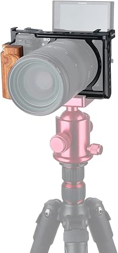 Miniatura 7 de NICEYRIG Kit de jaula con empuñadura de madera para cámara Sony Alpha A6100 A6400 sin espejo, con puntos de bloqueo dobles - 342