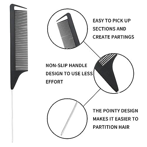 Detangling-Brush-setDetangler-Hair-Brush-with-Teasing-Edge-Brush-for-Curly-Hiar-Rat-Tail-Comb-Alligator-Hair-Clips-for-3a-to-4c-Kinky-WavyCurlyCoilyWetDryOilThickLong-HairBlack