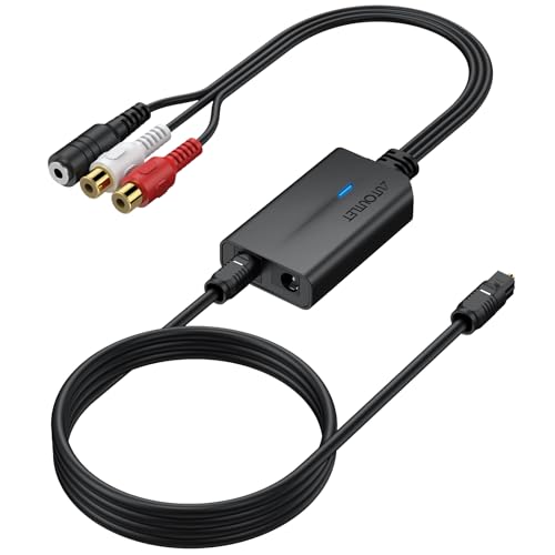 DA Wandler, AUTOUTLET 192kHz DAC Konverter Digital zu Analog Audio Wandler, SPDIF Optisch Toslink zu Analog RCA Audio 3,5mm Adapter mit 1M Optischem Kabel, für HDTV DVD Blu-ray Sky Xbox PS3 PS4
