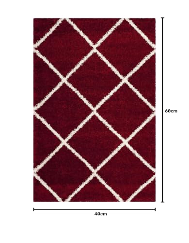 Image of Modern Micro Fiber Rug /Carpet for Hall, Bedroom, Kichen, Kids Room, Baby Room Etc.Color-Red and Ivory Size 3x5 feet