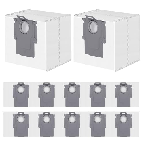 12 Stück Staubbeutel für Roborock Q10 S5+/X5+, Q7 L5+/M5+, S8+/S8 Pro Ultra/S7 MaxV Ultra/Q7 Max+/Q8 Max+/Q5 Pro+/Q5 Max+ Staubsauger Absaugstation, Ersatzbeutel Zubehör Staubsaugerbeutel Ersatzteile