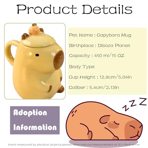 Disoza Capybara Mug Ceramic Tea Cup 15 OZ Funny Coffee Cup Cute One Piece Cappuccino Mug Gifts for Women Men Girlfriend Friend by Disoza - Image 3