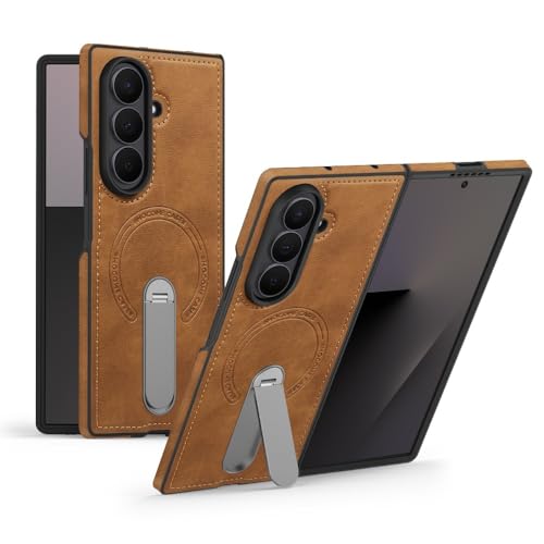Étui pour Samsung Galaxy Z Fold 5 marron avec support rotatif magnétique