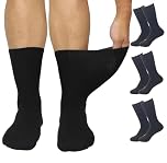 XIMISUN Men's Extra Wide Top Loose Fitting Diabetic Socks, 3/6 Pairs Mens Bamboo Socks for Swollen Feet & Legs, Elastic Soft Top Socks Breathable Seamless Socks, Size 6 8.5 12