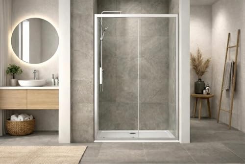 Box doccia a nicchia 115 cm porta scorrevole apertura laterale H195 cm ALBA Cromato