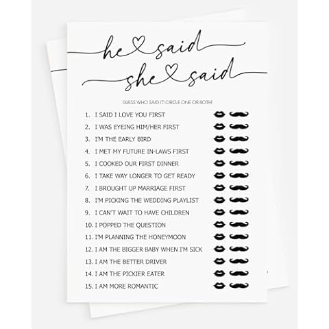 All Ewired Up 50 He Said She Said Game (50-Cards) Wedding Bridal Shower, Fun Bachelorette, Rehearsal Dinner, Minimalist Cover
