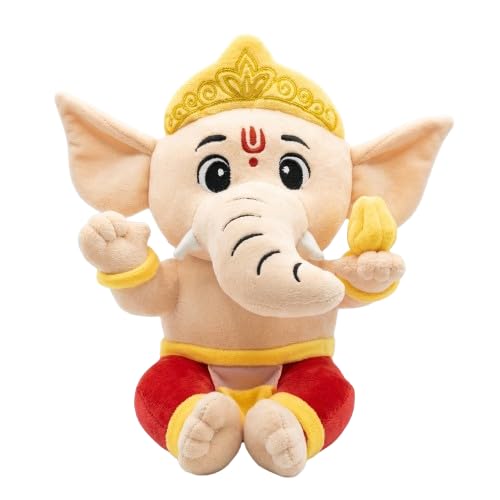 Image of AVSHUB Baby Ganesha with modek Plush Toy Cute Soft Doll Soft Plush Toy, Best Birthday Gift for Infants, Toddlers & Kids (Medium - 25 Cm, Without Music)