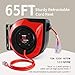 65 FT Retractable Extension Cord Reel, 12 Gauge Heavy Duty Power Cord,15 AMP Circuit Breaker, SJTOW, Multi Outlets with Lighted End, Ceiling or Wall Mount Use, UL Listed