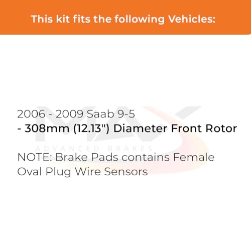 Image of Max Advanced Brakes Front Brake Kit Compatible With 2006 2007 2008 2009 Saab 9-5 w /12.13 inch Fr Rotor Replacement Geomet Coated OE Disc Brake Rotors and Ceramic Brake Pads