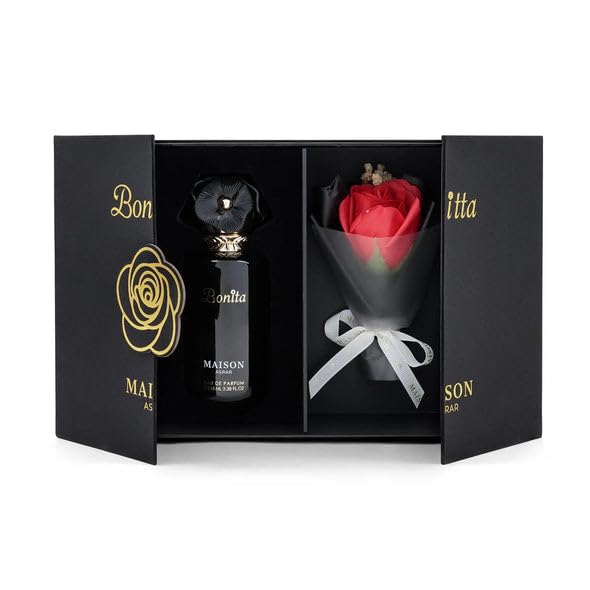 Women's Floral Eau de Parfum Gift Set with Decorative Rose, Elegant Fragrance Gift for Her