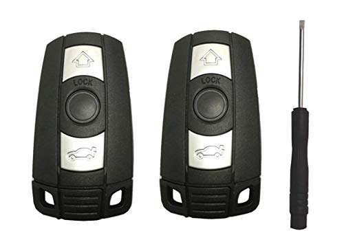 Key Fob Case Shell Fit for BMW 3 5 Series BMW X5 BMW X6 BMW Z4 3 Buttons Replacement Keyless Entry Remote Car Key Fob Cover with Uncut Blade Blank and Screwdriver (2)