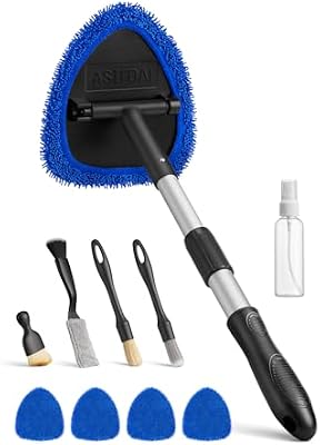 Car Cleaning Kit with Detailing Brushes and Microfiber Pads
