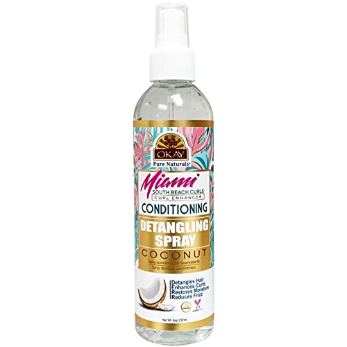 Okay Pure Naturals Miami, Detangling Spray, Conditioning, Coconut, 8 oz (237 ml)
