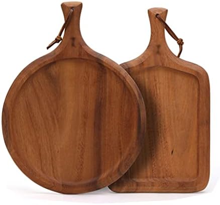 Premium Mini Pizza & Cheese Cutting Board Set - Wooden Kitchen Board with Handle & Lip, Perfect for Slicing Pizza, Meat, Bread & Vegetables (Natural Wood Finish)