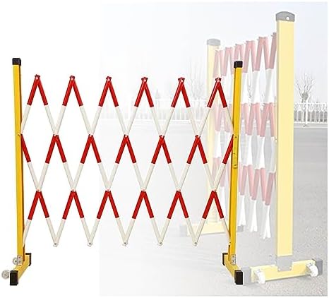 Telescopic Traffic Fence - Portable Folding Construction Barrier, Movable Road Safety Guardrail, Independent Outdoor Railing for Traffic Control, White & Red (L250cm/8.2ft)
