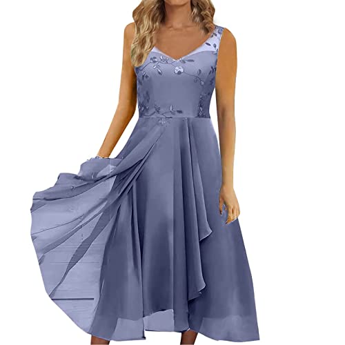 Robe d'été bleue pour femme en taille XL idéale pour la plage et les soirées