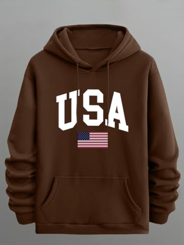 Image of TagasMen's Hoodie with USA Print Fleece, Kangaroo Pocket and Drawstring Detail || Sweatshirt for Mens || Men Hoodies || hoodis||(MH-8015)