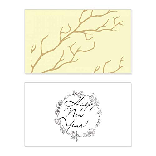 Tarjeta de felicitación para Año Nuevo con emotivas ramas abstractas para expresar deseos sinceros