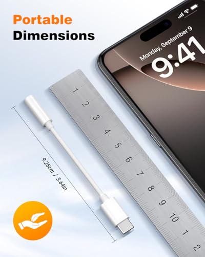 Image of USB C to 3.5mm Headphone Adapter, Hi-Fi Audio Dongle with DAC Chip & Mic Support, Type C to Aux Jack Cord for iPhone 17 /16 /15 Pro Max, Samsung Galaxy S25 /S24 /S23 /S22, Pixel, iPad - White (2 Pack)