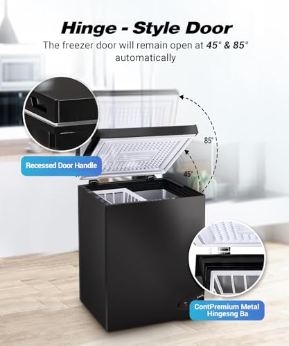 Image of Deep Freezer 3.5 Cu.Ft, Chest Freezer with Removable Basket, Small Freezer with 6 Levels Adjustable Temperature, Quiet Mini Freezer for Home /Kitchen /Office /Garage /Bar (Black)