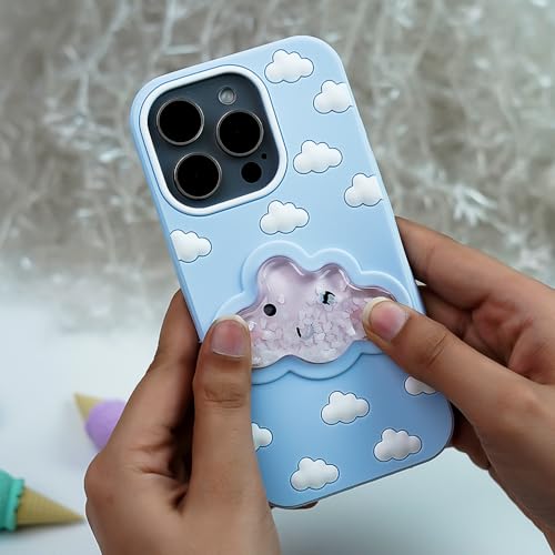Image of Peeperly Back Cover Case for iPhone 15 Pro Scratch Resistant Anti-Slip TPU Shockproof Protective Durable Happy Clouds Smile Case for Girls & Women
