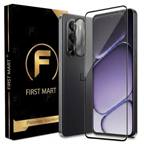 Image of FIRST MART Tempered Glass for Oneplus Nord CE 6 Lite 5G with Black Camera Ring Guard & Installation Kit | HD Clear Edge-to-Edge Screen Protector, Scratch Resistant, Case-Friendly | Pack of 1