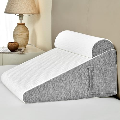 Dorifine Oreiller Anti-Reflux, Coussin Incliné pour Prévenir Le Reflux et Les Coliques, Oreiller Triangulaire en Mousse pour la Lecture, Coussin Ergonomique,...