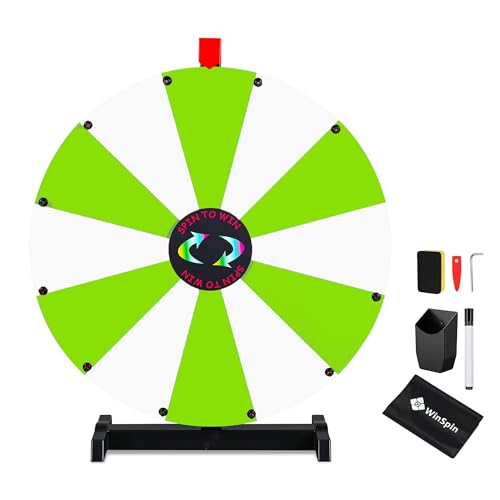 WinSpin 24 Inch Display Prize Wheel - Green & White DIY Tabletop Spinning Wheel for Prizes, 12 Slots, Modular Custom Spin Wheel for Pop Up Shop, Trade Show, Exhibition