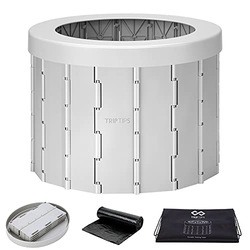 TRIPTIPS Portable Toilet for Camping Travel Toilet Camping Toilet Portable Potty for Adults, Bucket Toilet, Waterproof Portable Folding Toilet for Car/Boat/Hiking/Long Trips(Grey