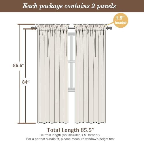 Image of Chyhomenyc Taupe Sheer Curtains 84 Inches Long 2 Panels, Light Filtering Taupe Curtains for Living Room, Soft Gentle Voile Rod Pocket Bedroom Window Drapes, 59Wx84L Inch, 2PCS