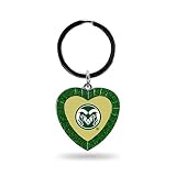 Rico Industries NCAA Colorado State Rams NCAA Rhinestone Heart Colored Keychain, Green, 3-inches in Length