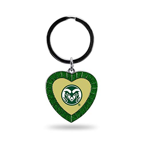 Rico Industries NCAA Colorado State Rams NCAA Rhinestone Heart Colored Keychain, Green, 3-inches in length