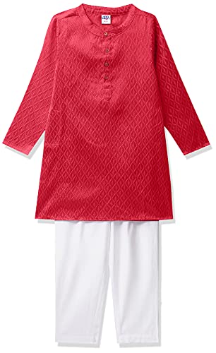 Image of Amazon Brand - Jam & Honey Boy's Cotton Festive Printed Kurta & Pant Set Which Is Both Comfortable And Stylish