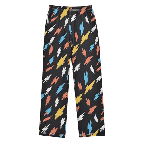 Boys' Pants Colorful Lightning Bolt Doodle Long Bottoms Jogger Pants Elastic Waist Trousers with Pockets S-XL