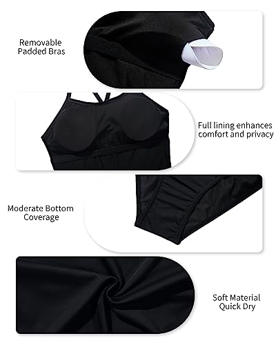 Yonique Women'S Athletic Swimsuits One Piece Bathing Suit Sport Training Swimwear Black M thumb #3