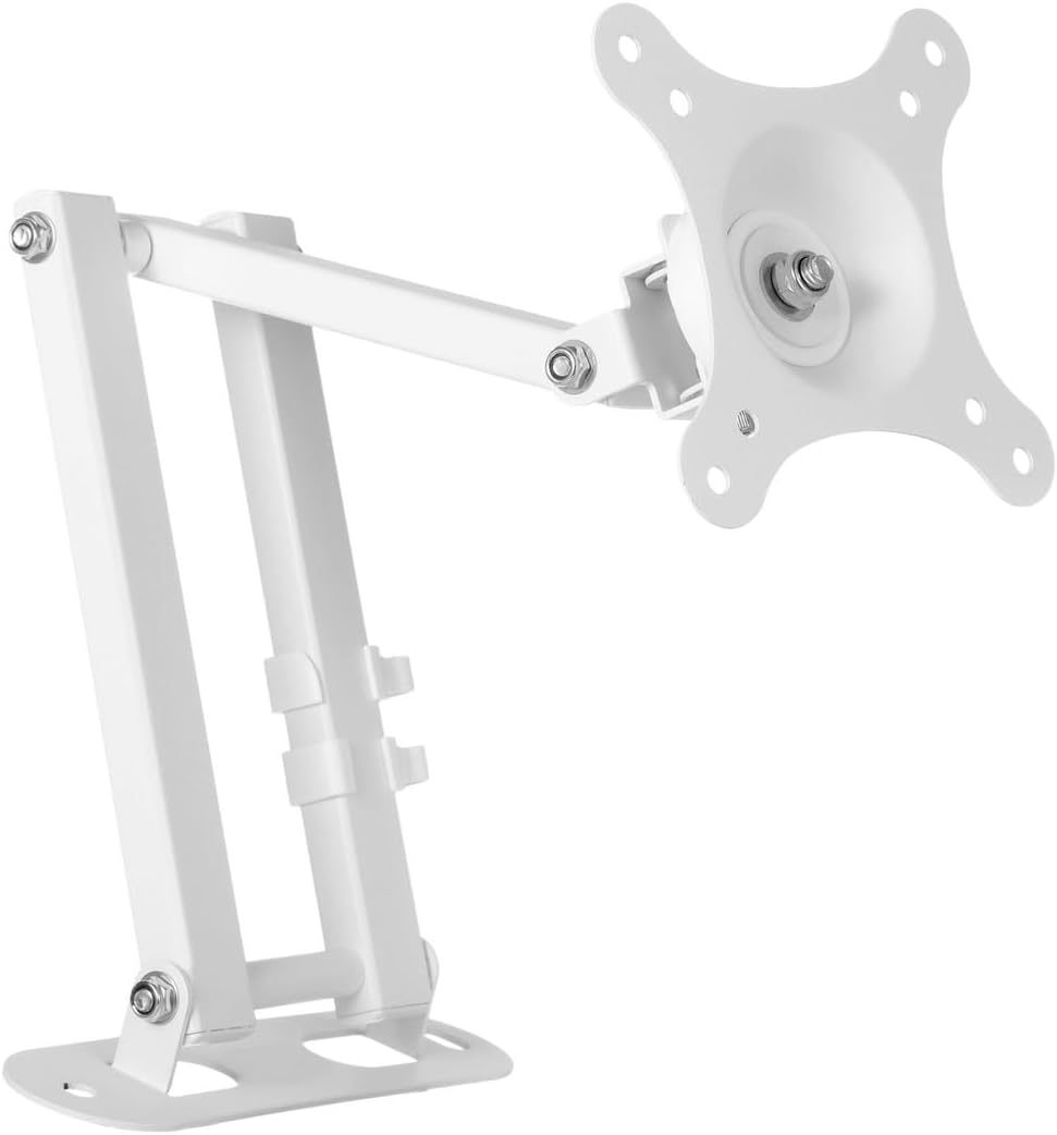 Wall Mount for Echo Show 15, Wall Bracket for 15 to 28 Inches Monitors, Adjustable Mounting Bracket with 3.5 to 16.5 Inches Extension, Rotate 360 Degrees, Tilt, Swivel, White