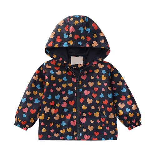 Toddler Girls Floral Windbreaker Jacket Hooded Zipper Windproof Rainproof Lightweight Coat Kids Girls Cute Comfy Outwear